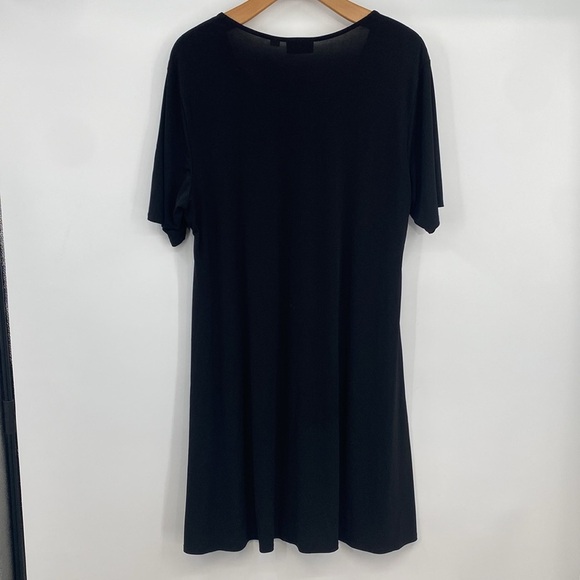 Avenue Midi Dress Women‎ Size 26/28 Plus Black Ruched Detail Flowy Short Sleeve - Picture 9 of 13